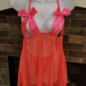 Ribbon pink Open-back Babydoll Queen